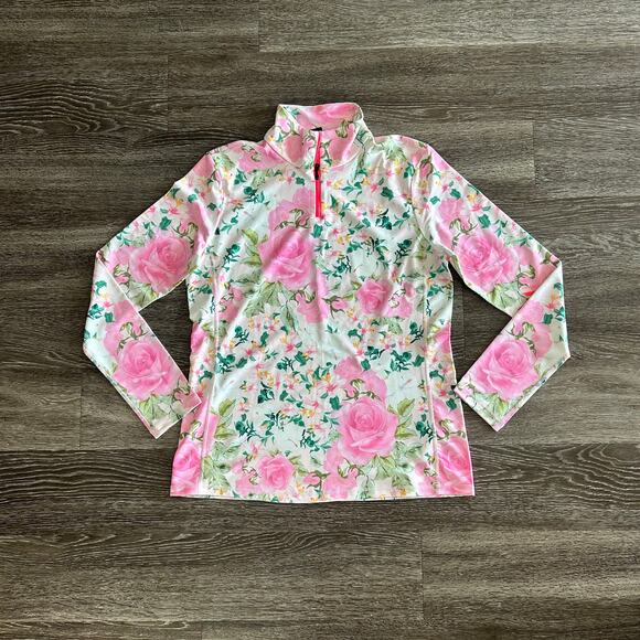 NWOT LoveShackFancy x BOGNER Fire + Ice Margot Zip Floral Top XL Roses Ski Layer - Picture 7 of 16